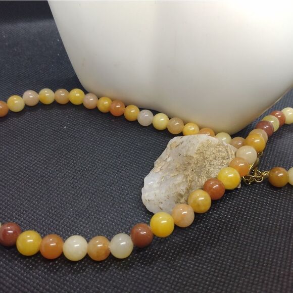 Natural amber and carnelian heavy beaded necklace - Picture 4 of 4